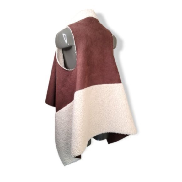 Ellie Kate Women's Polyester Sleeveless Open Front Faux Shearling Vest Size S - Picture 2 of 3